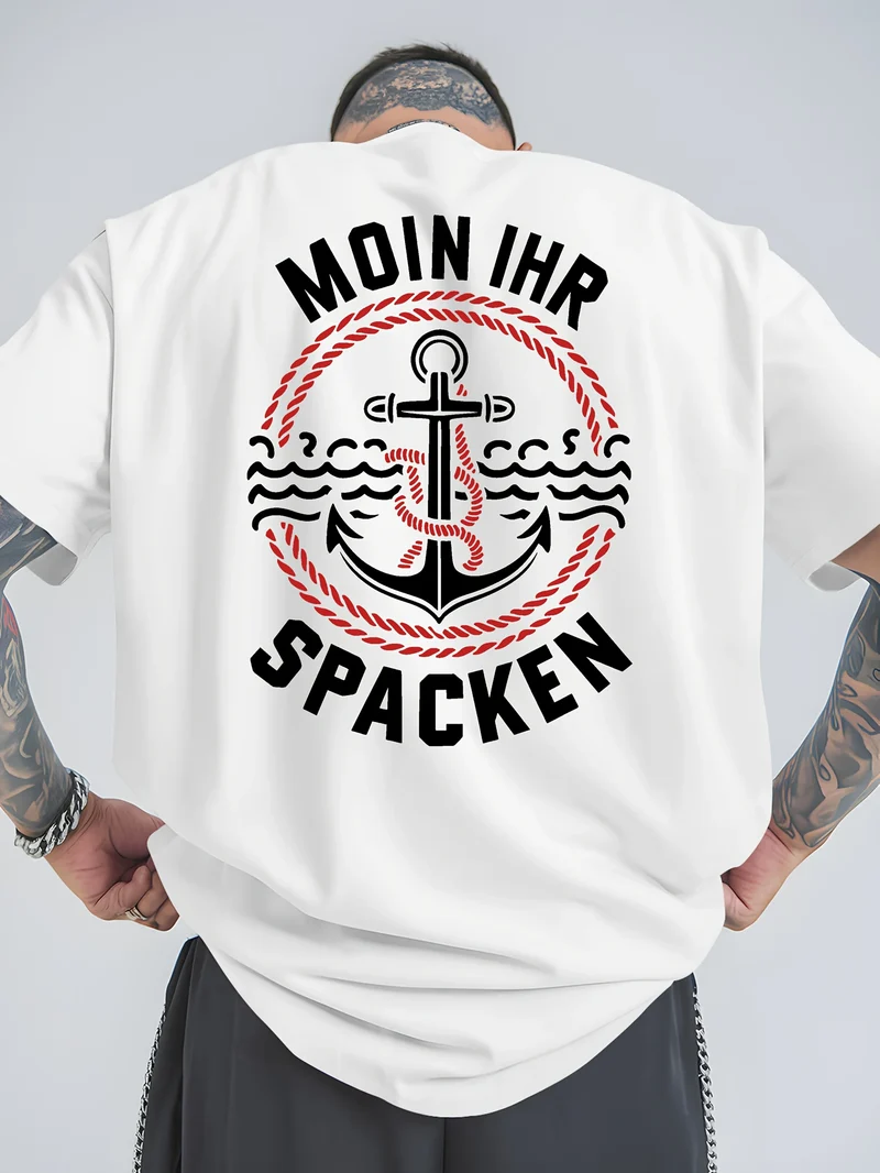 Herren T-Shirt Moin Spacken Shirt Rundhals Streetwear Tank Top Hemd Polohemd