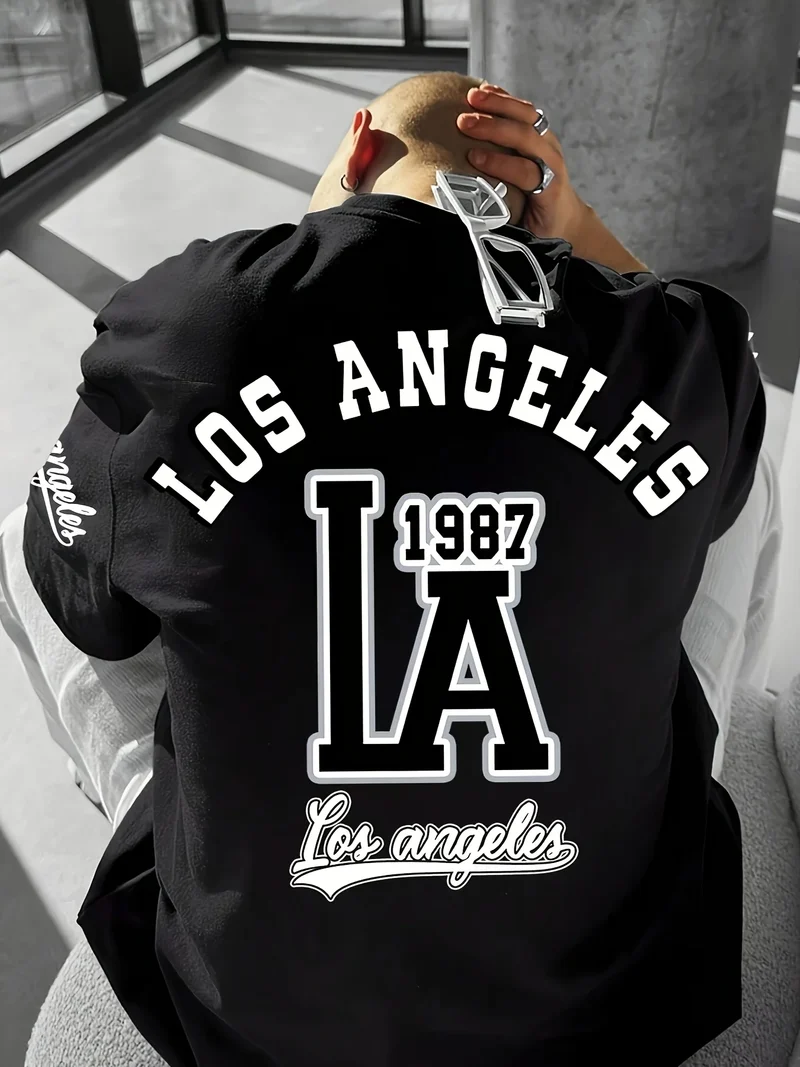 Herren T-Shirt Los Angeles Shirt Rundhals Streetwear Tank Top Hemd Polohemd