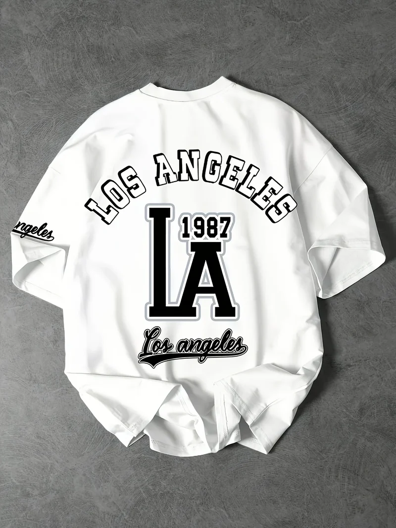 Herren T-Shirt Los Angeles Shirt Rundhals Streetwear Tank Top Hemd Polohemd