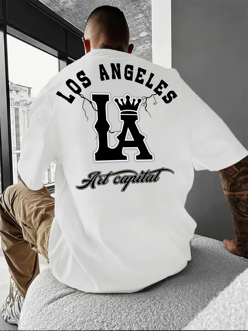 Herren T-Shirt Los Angeles Shirt Rundhals Streetwear Tank Top Hemd Polohemd