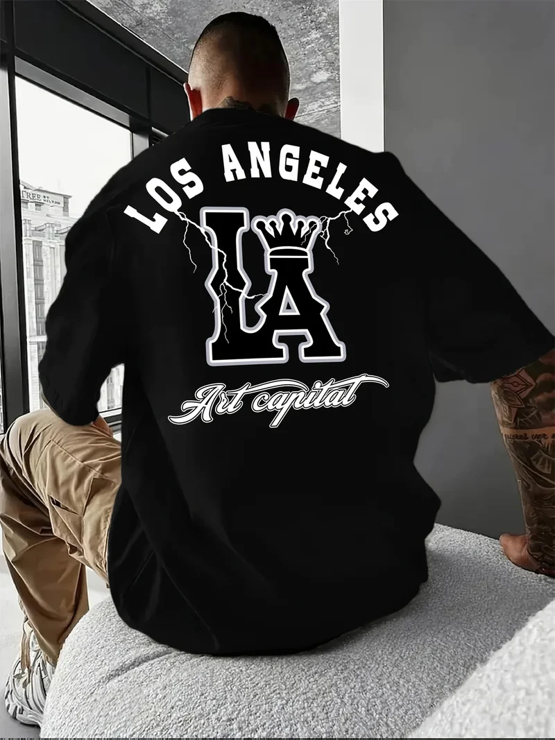 Herren T-Shirt Los Angeles Shirt Rundhals Streetwear Tank Top Hemd Polohemd