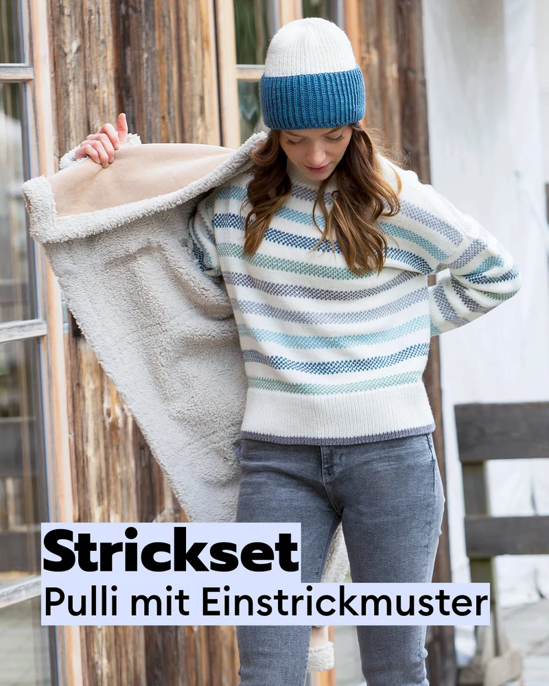 Strickset Pullover mit Einstrickmuster