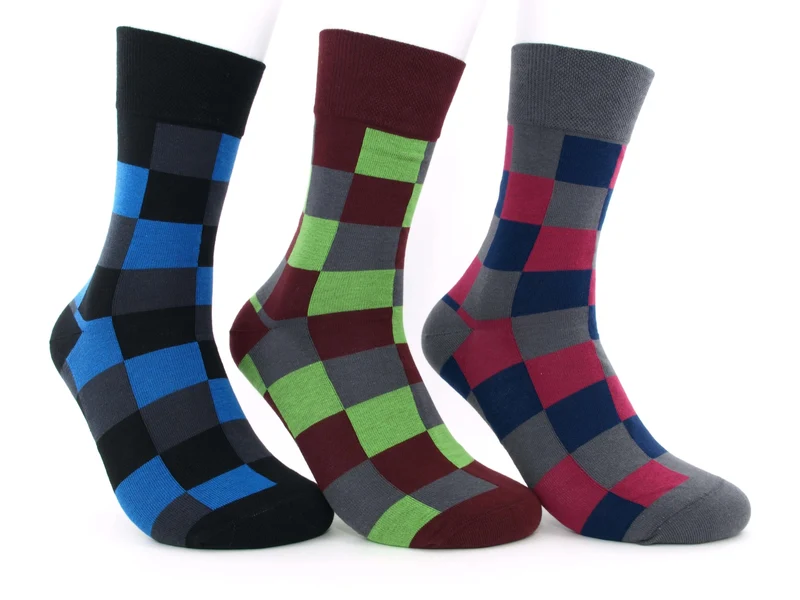 3 Paar bunte Herrensocken Quadrate