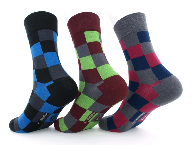 3 Paar bunte Herrensocken Quadrate