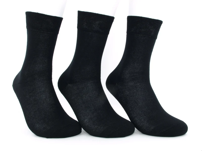 3 Paar 100 % Baumwollsocken schwarz glatt