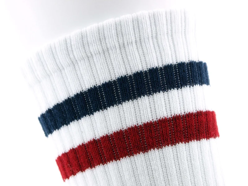 3 Paar Crew Socken weiß blau/rot