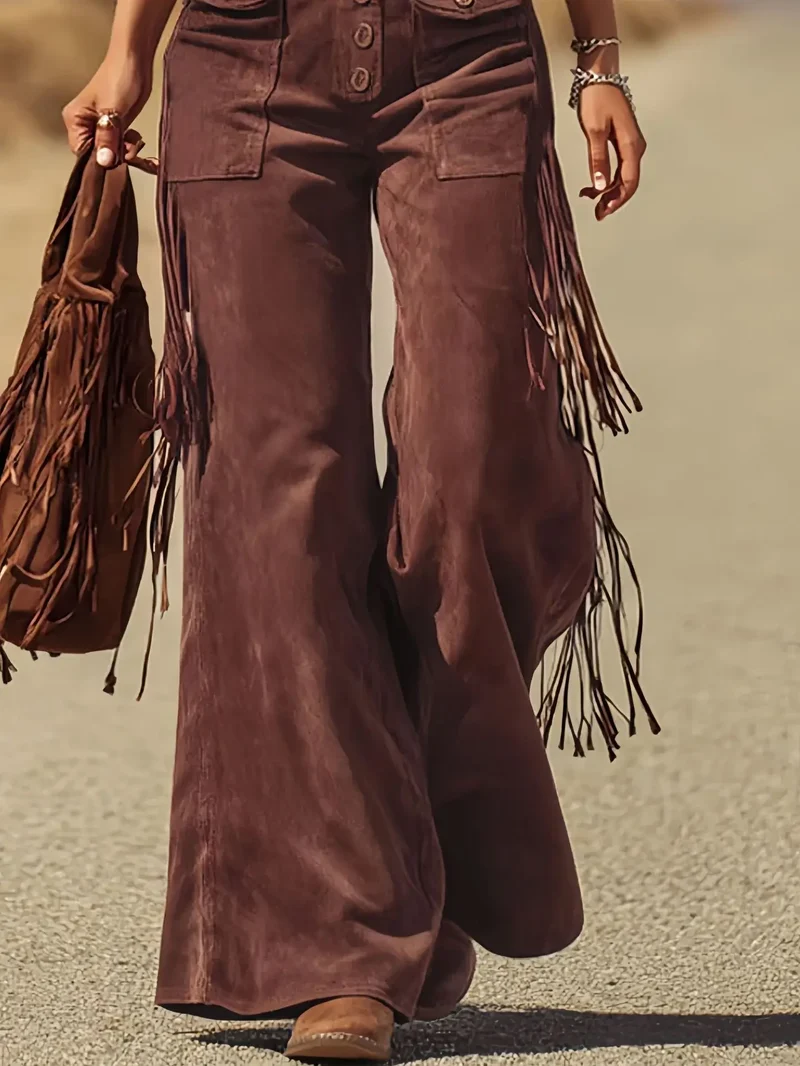 Damen Fashion Hose Latzhose Schlaghose Retro Western Flare Trägerhose Overall