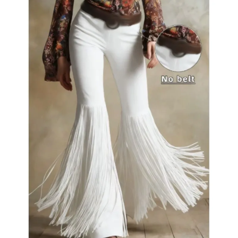 Sexy Damen Fashion Hose Kunst Lederhose Schlaghose Retro Western Flare Wildleder