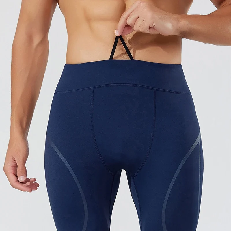 (S-2XL) Herren-Lauf-Kompressionsstrumpfhose, hochelastisch, schnell trocknend, Trainingshose mit Netztasche auf der Rückseite, Fitnessstudio, Training, enge Sporthose
