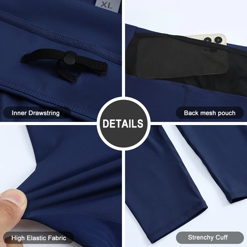 (S-2XL) Herren-Lauf-Kompressionsstrumpfhose, hochelastisch, schnell trocknend, Trainingshose mit Netztasche auf der Rückseite, Fitnessstudio, Training, enge Sporthose