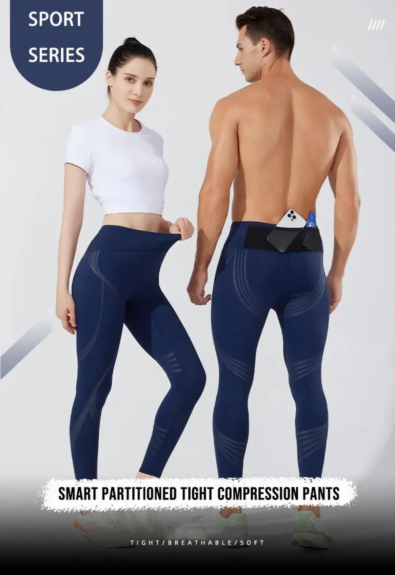 (S-2XL) Herren-Lauf-Kompressionsstrumpfhose, hochelastisch, schnell trocknend, Trainingshose mit Netztasche auf der Rückseite, Fitnessstudio, Training, enge Sporthose
