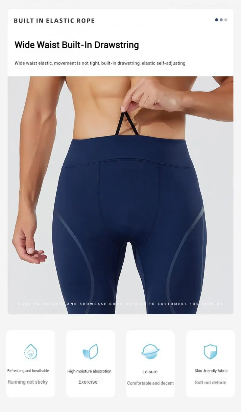 (S-2XL) Herren-Lauf-Kompressionsstrumpfhose, hochelastisch, schnell trocknend, Trainingshose mit Netztasche auf der Rückseite, Fitnessstudio, Training, enge Sporthose