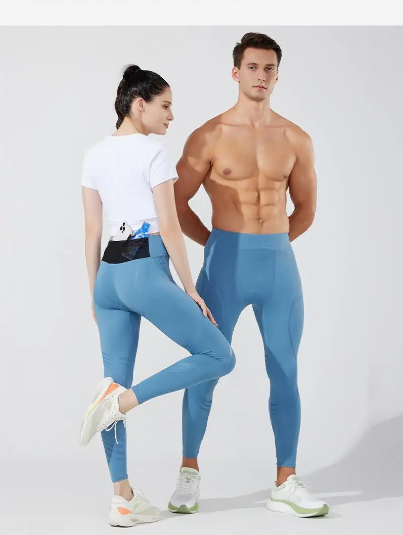 (S-2XL) Herren-Lauf-Kompressionsstrumpfhose, hochelastisch, schnell trocknend, Trainingshose mit Netztasche auf der Rückseite, Fitnessstudio, Training, enge Sporthose