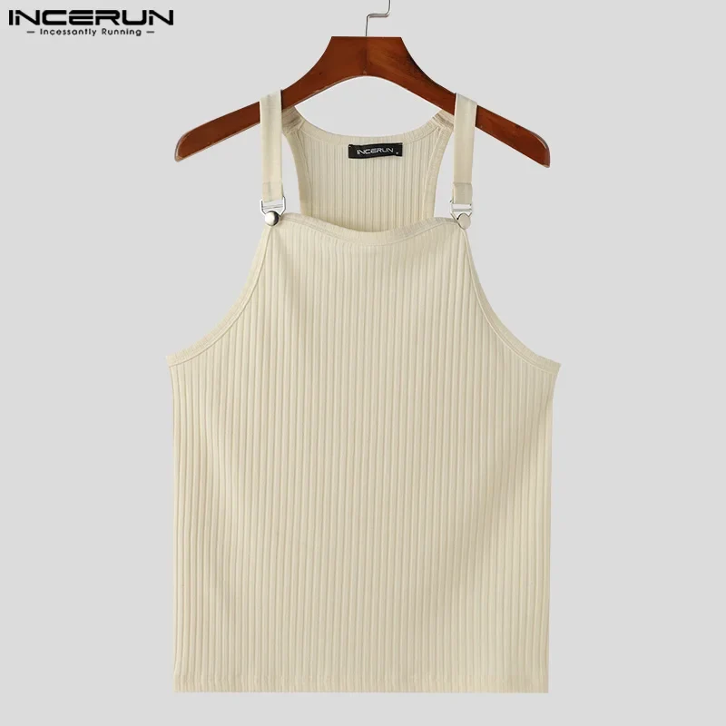 Incerun Tops 2024 koreanischen Stil neue Herren gestrickte Pit Strap Westen Sommer lässig Streetwear Persönlichkeit ärmellose Tanktops S-5XL