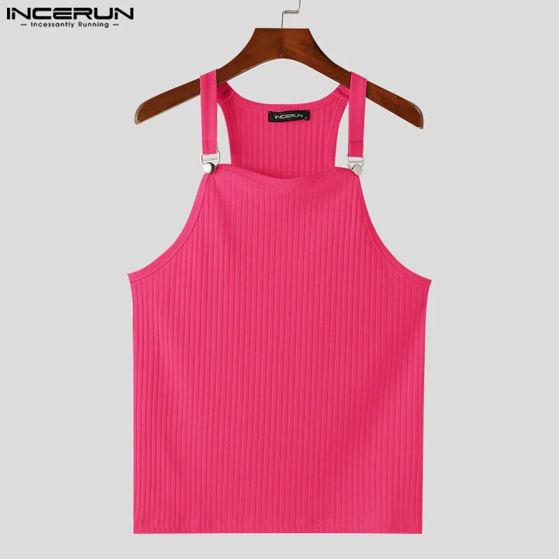Incerun Tops 2024 koreanischen Stil neue Herren gestrickte Pit Strap Westen Sommer lässig Streetwear Persönlichkeit ärmellose Tanktops S-5XL