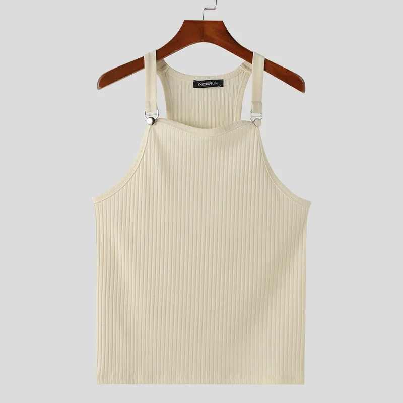 Incerun Tops 2024 koreanischen Stil neue Herren gestrickte Pit Strap Westen Sommer lässig Streetwear Persönlichkeit ärmellose Tanktops S-5XL