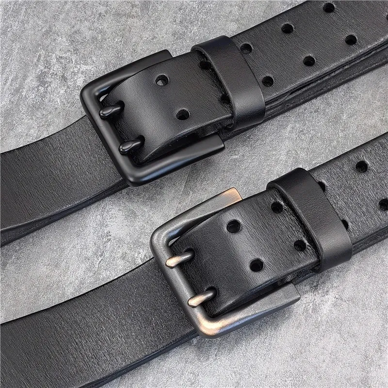 Jeans-Gürtel Herren Eckig Schnalle Echt Leder Gürtel Braun Breite Schnalle