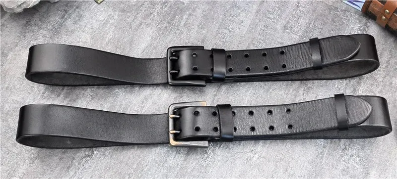 Jeans-Gürtel Herren Eckig Schnalle Echt Leder Gürtel Braun Breite Schnalle