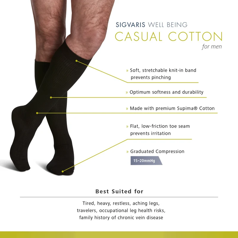 Sigvaris Casual Cotton Men's Knee High 15-20 mmHg