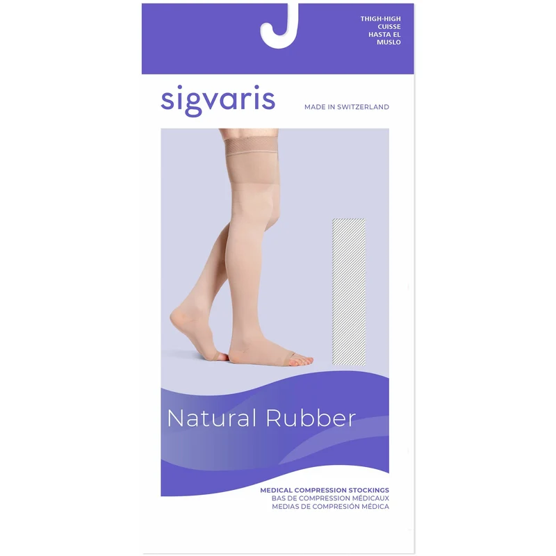Sigvaris Natural Rubber Thigh High 50-60 mmHg, Open Toe