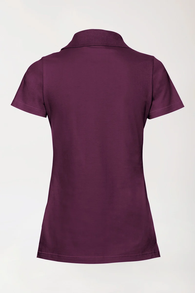 Stretch Shirt Damen - Polokragen pflaume
