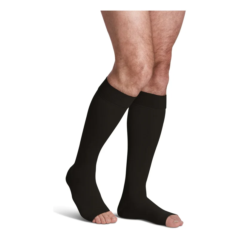 Sigvaris Opaque Knee High 20-30 mmHg, Open Toe w/ Silicone Band Grip-Top