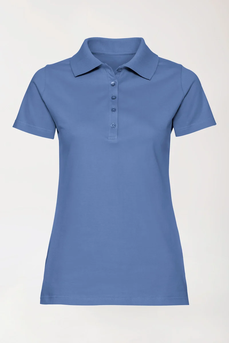 Stretch Shirt Damen - Polokragen petrolblau