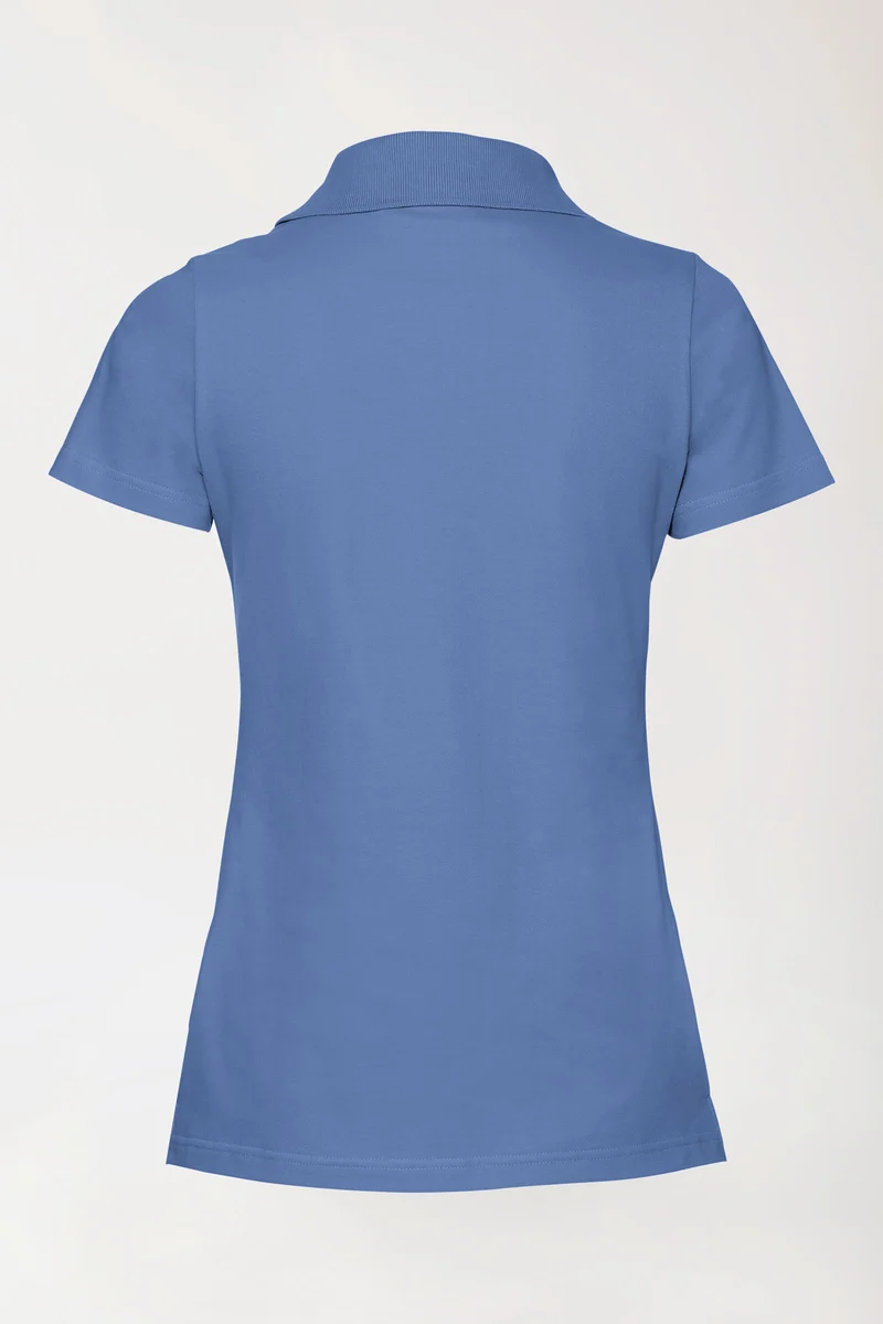 Stretch Shirt Damen - Polokragen petrolblau