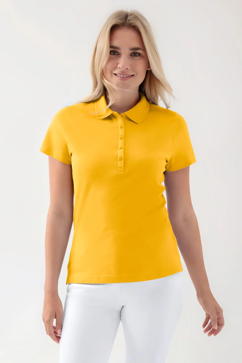Stretch Shirt Damen - Polokragen sonnengelb