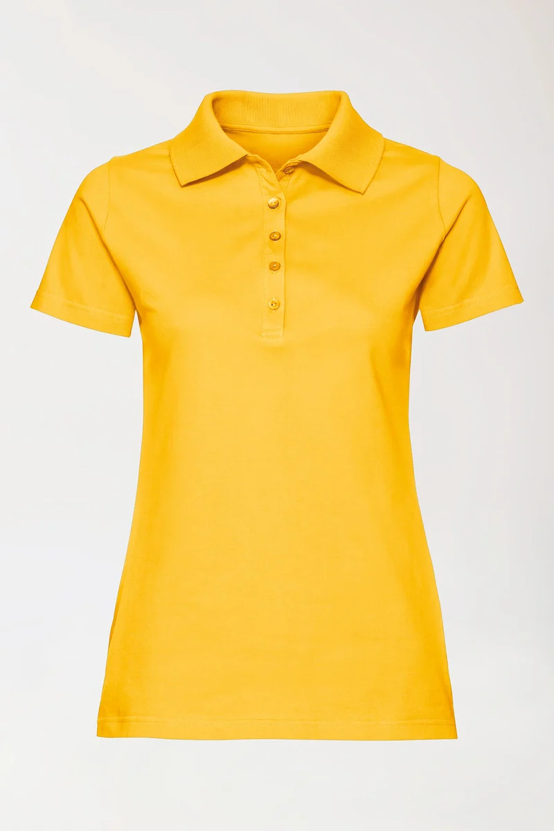 Stretch Shirt Damen - Polokragen sonnengelb