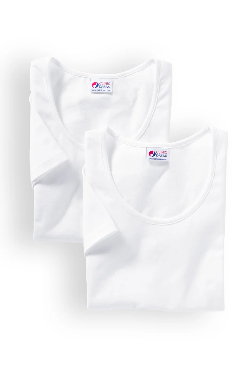 Baumwoll Shirts Damen Doppelpack - 1/2 Arm weiß