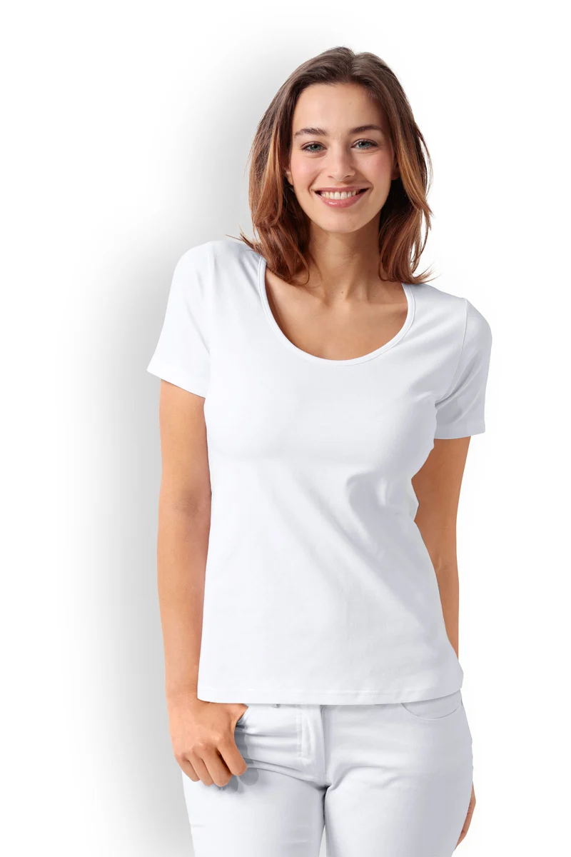 Baumwoll Shirts Damen Doppelpack - 1/2 Arm weiß
