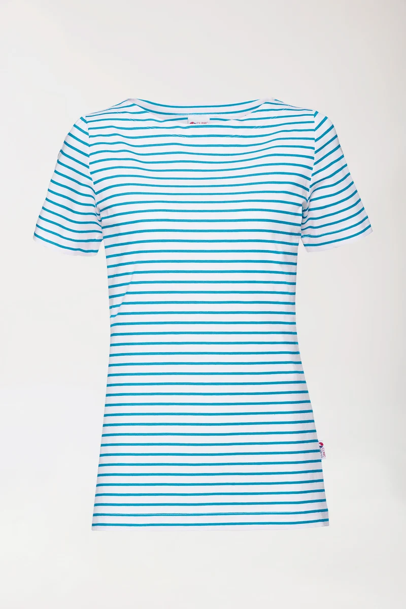 Shirt Damen - 1/2 Arm weiß/türkis