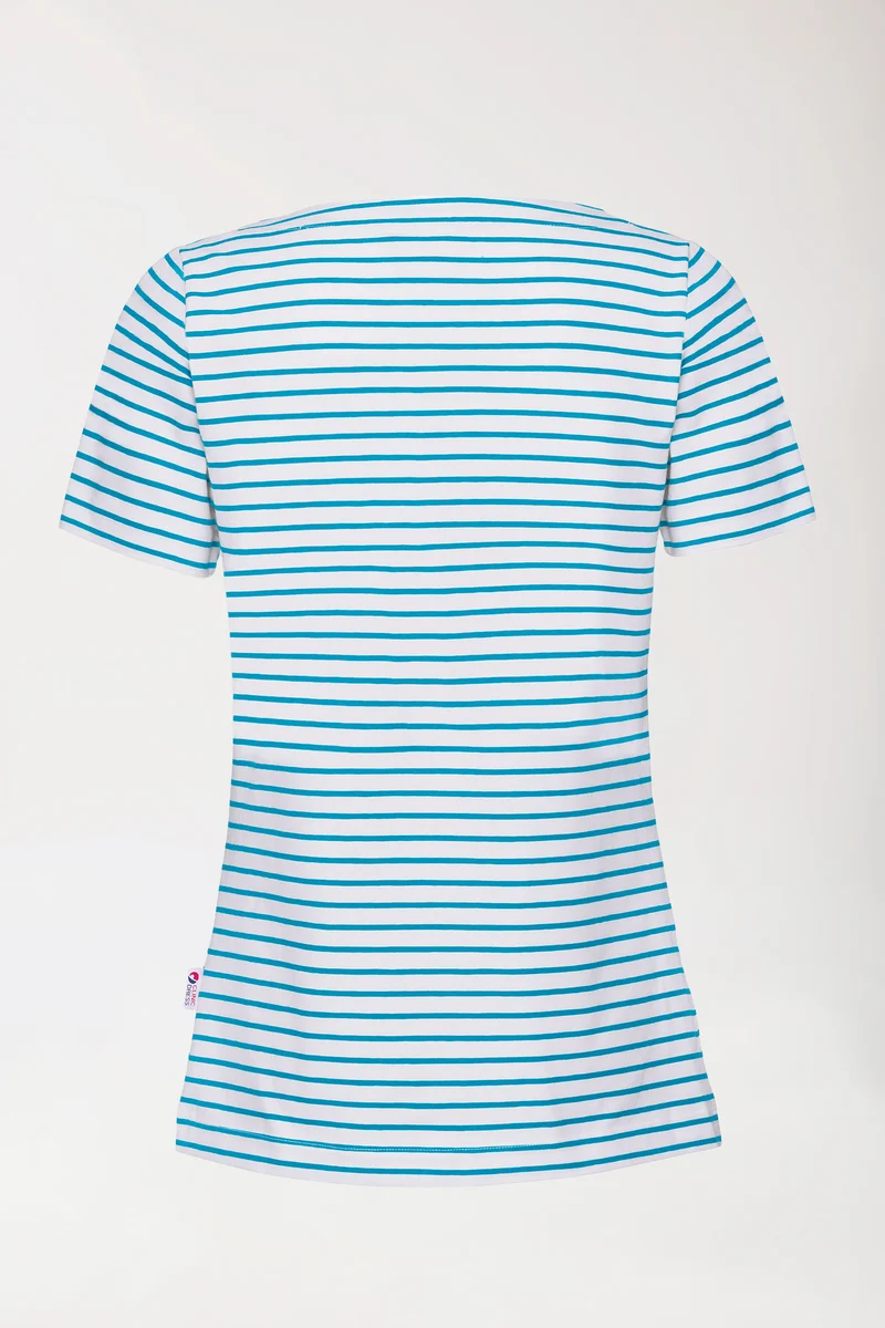 Shirt Damen - 1/2 Arm weiß/türkis