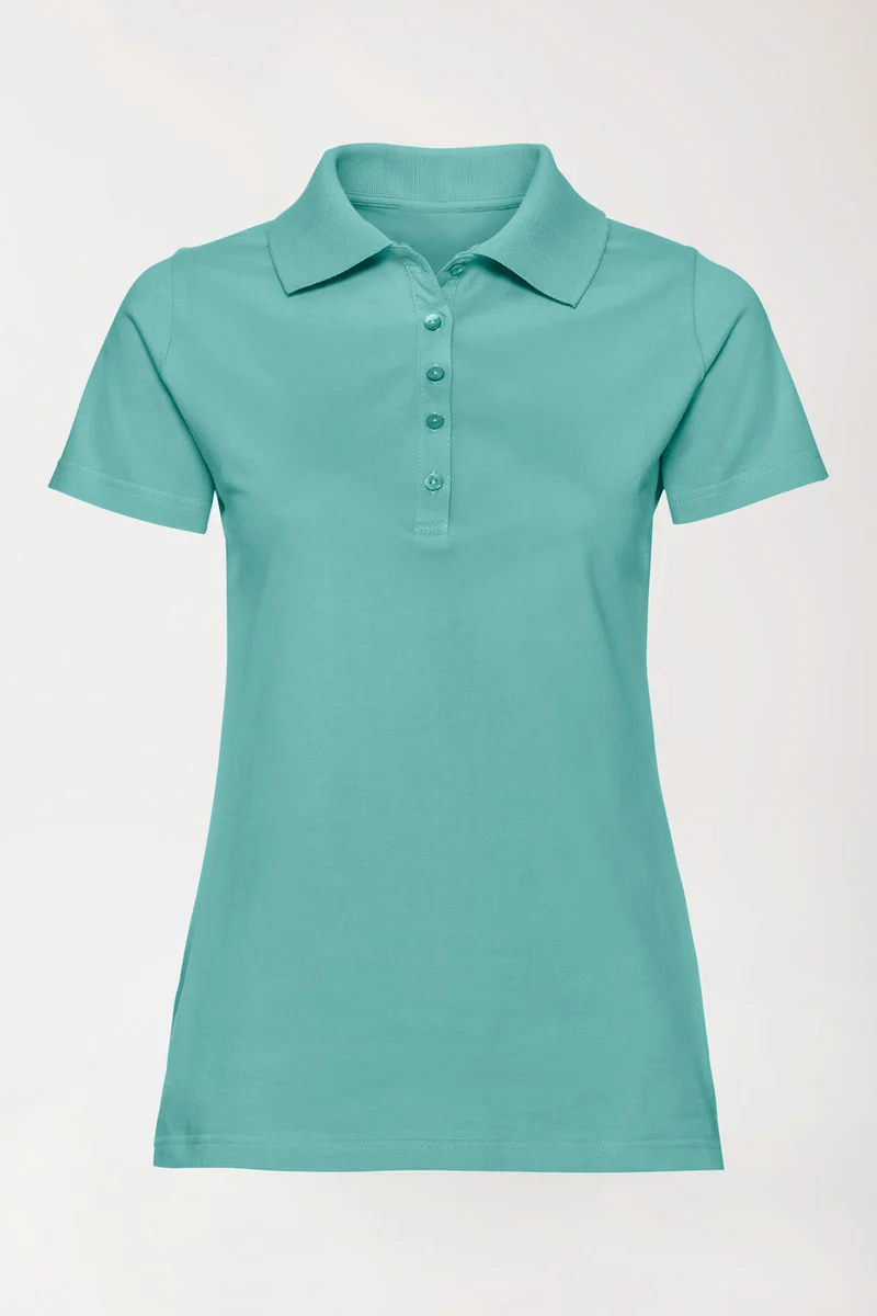 Stretch Shirt Damen - Polokragen aqua green