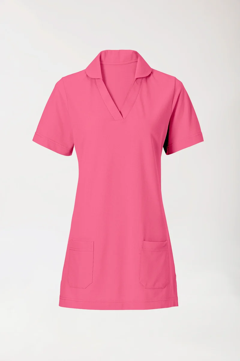 Piqué Longshirt Damen - mit Kragen rosenholz