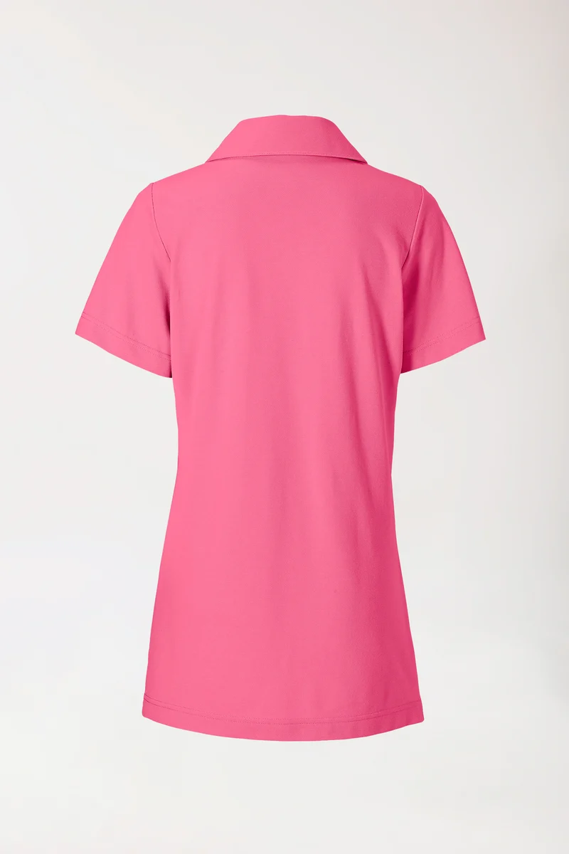 Piqué Longshirt Damen - mit Kragen rosenholz