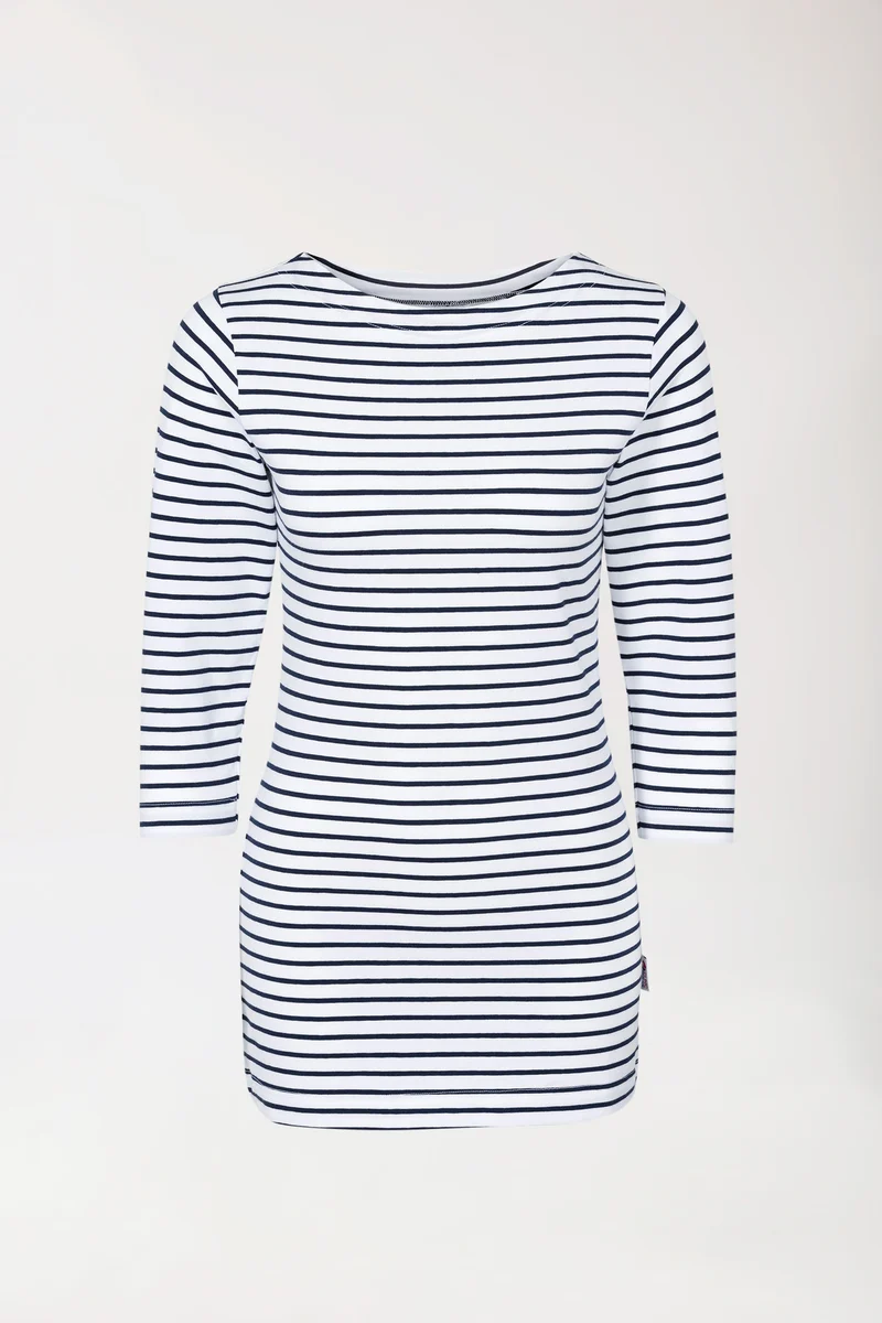 Longshirt Damen - 3/4 Arm weiß/navy