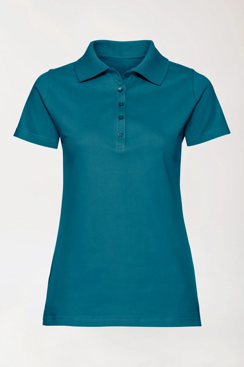 Stretch Shirt Damen - Polokragen petrol