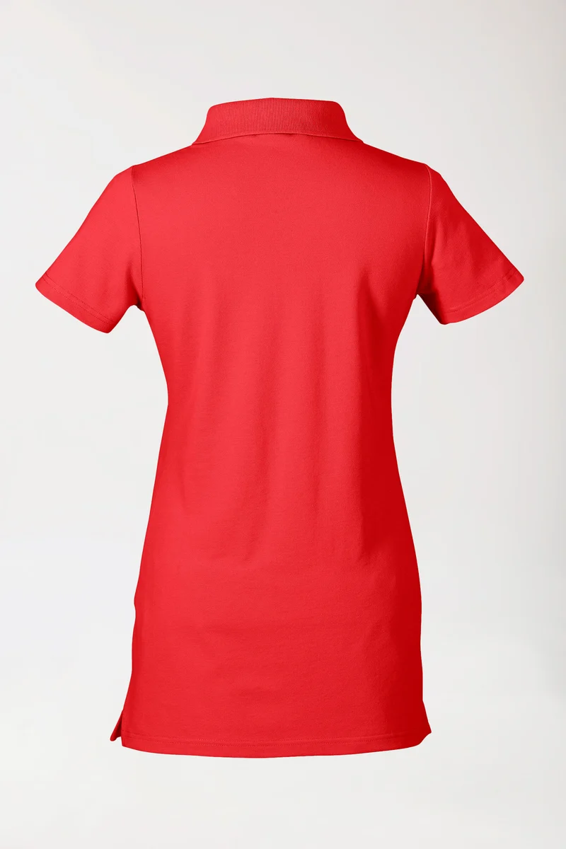 Stretch Longshirt Damen - Polokragen rot
