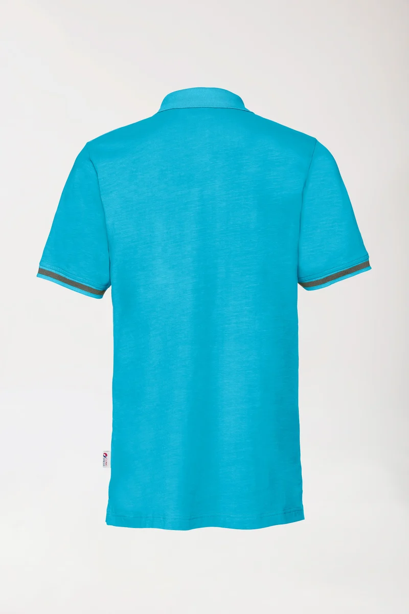 Stretch Shirt Herren - Polokragen türkis/dunkelgrau melange