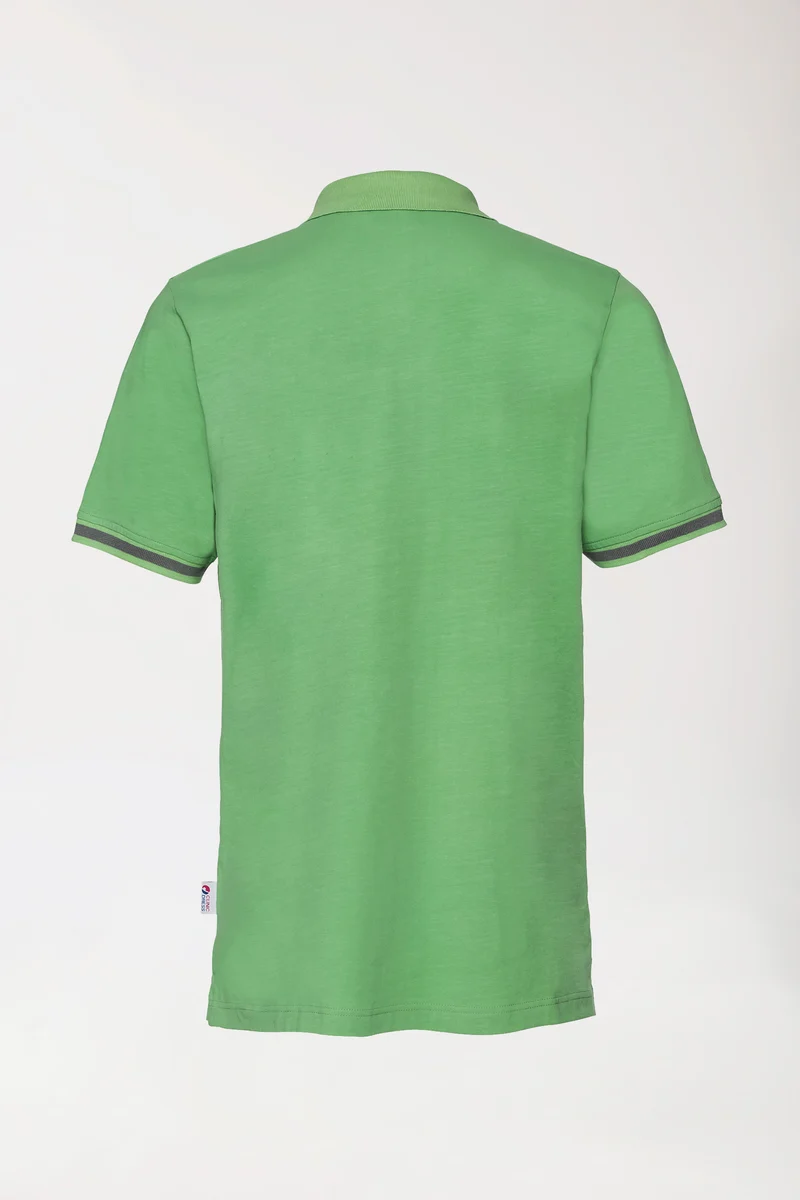 Stretch Shirt Herren - Polokragen apfelgrün/dunkelgrau melange