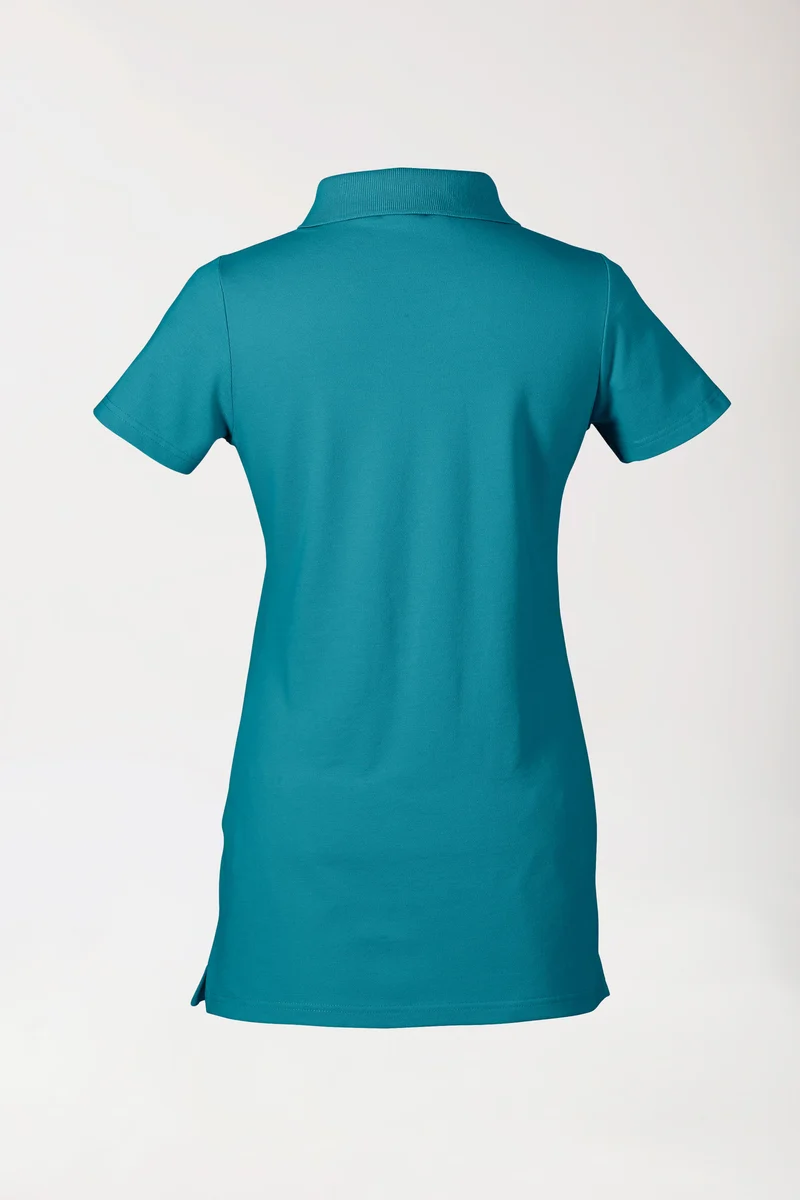 Stretch Longshirt Damen - Polokragen petrol