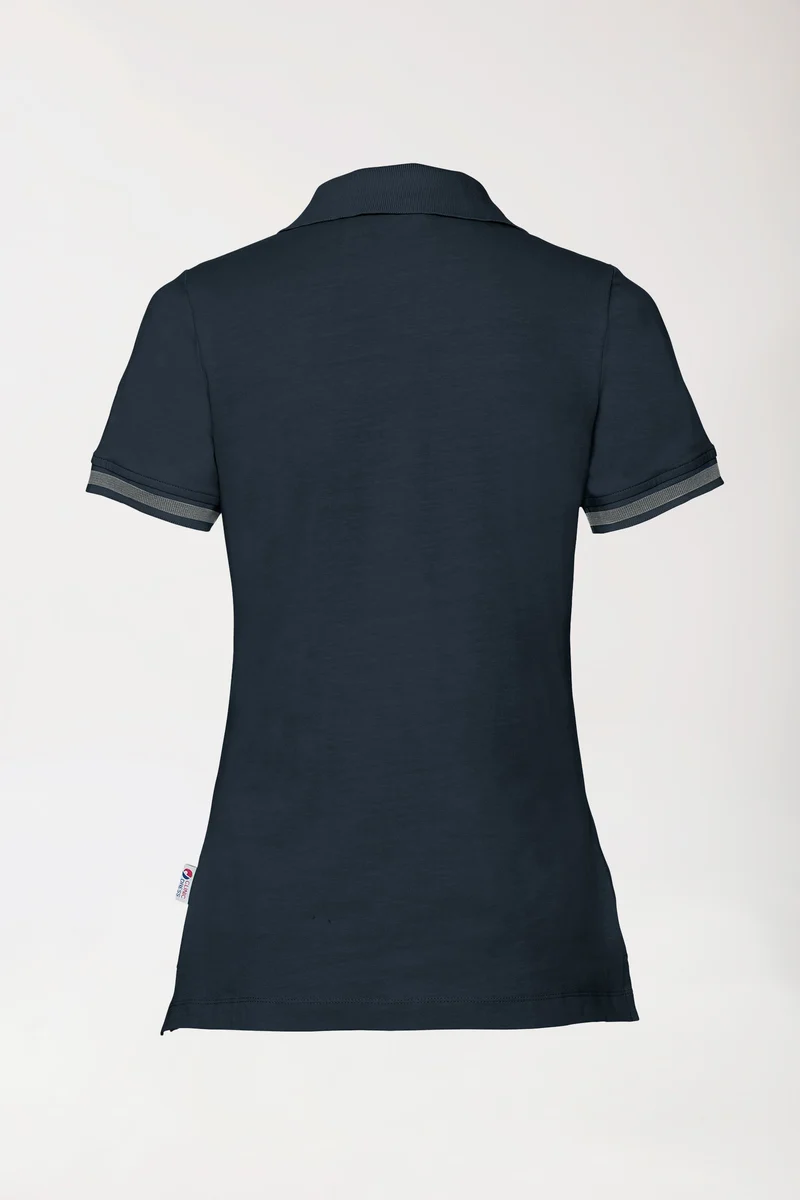 Stretch Shirt Damen - Polokragen navy/dunkelgrau melange