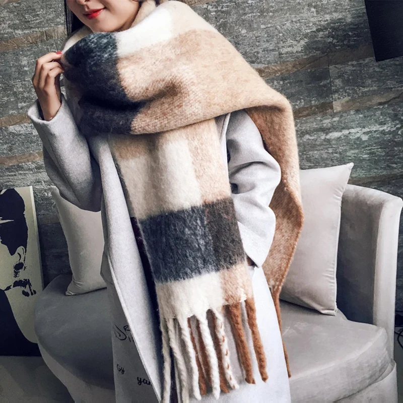 Damen Winterschal Viskose Stola Schlauchschal Halstuch Strickschal Loop Schal
