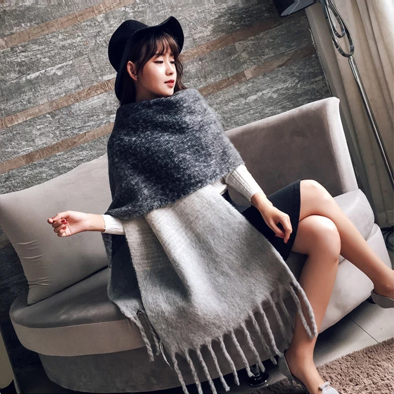 Damen Winterschal Viskose Stola Schlauchschal Halstuch Strickschal Loop Schal