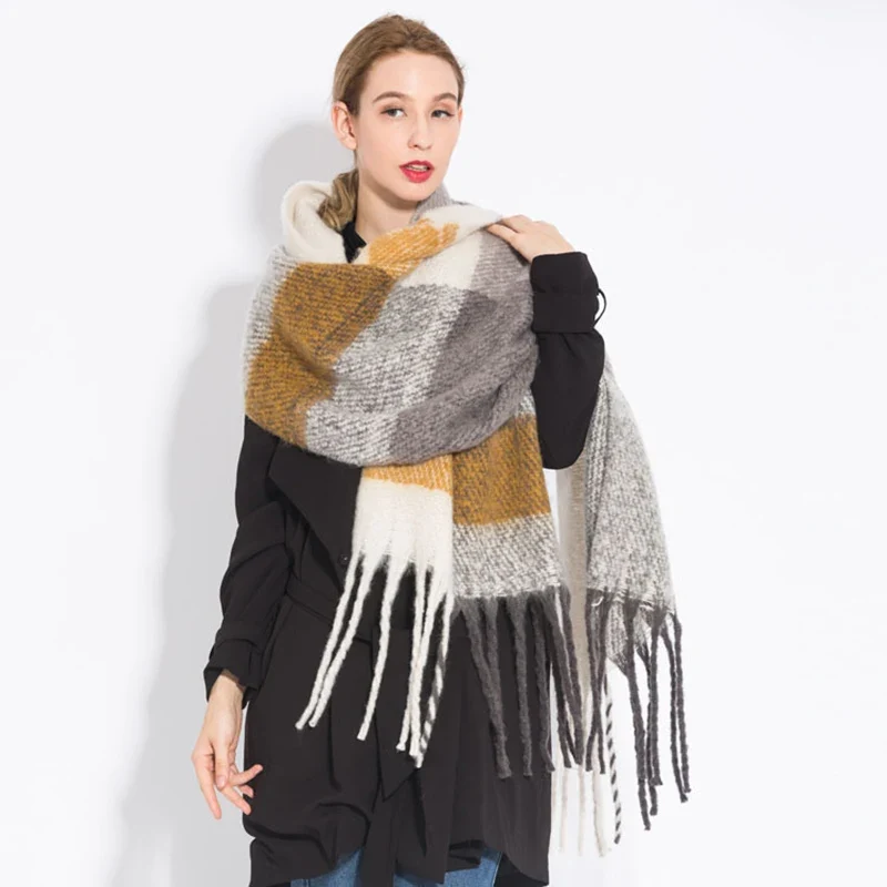Damen Winterschal Viskose Stola Schlauchschal Halstuch Strickschal Loop Schal