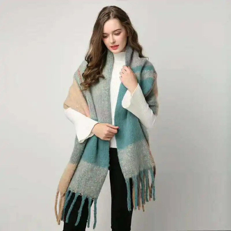 Damen Winterschal Viskose Stola Schlauchschal Halstuch Strickschal Loop Schal