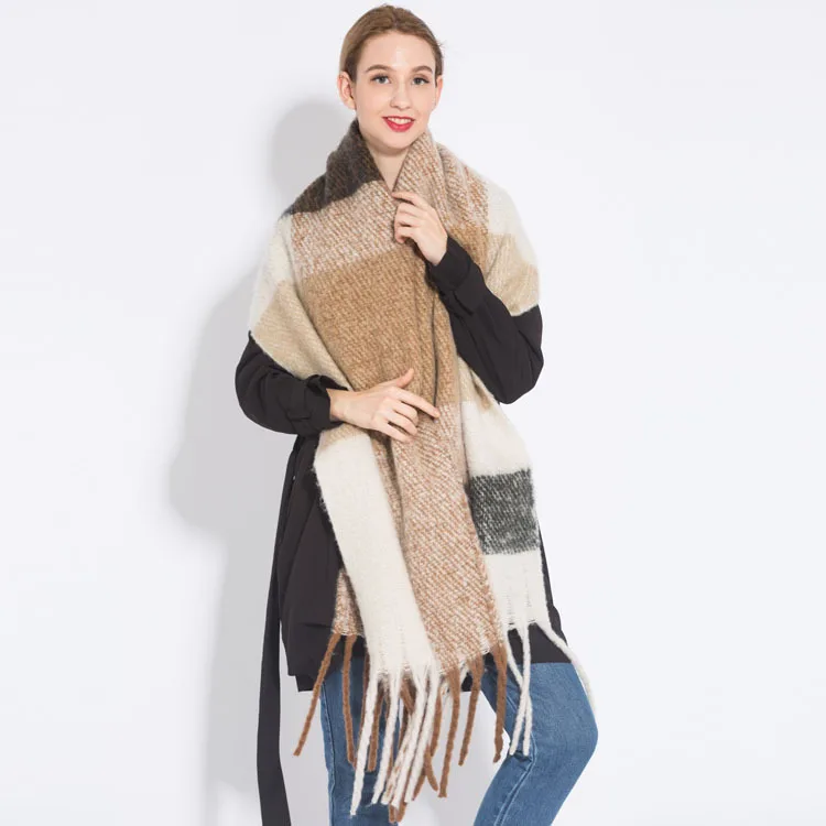 Damen Winterschal Viskose Stola Schlauchschal Halstuch Strickschal Loop Schal