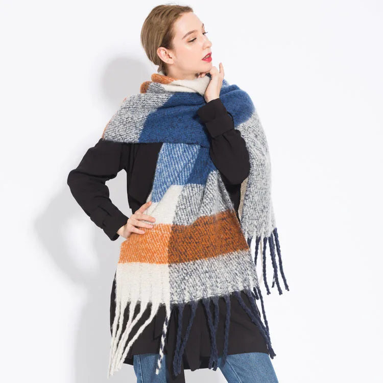 Damen Winterschal Viskose Stola Schlauchschal Halstuch Strickschal Loop Schal